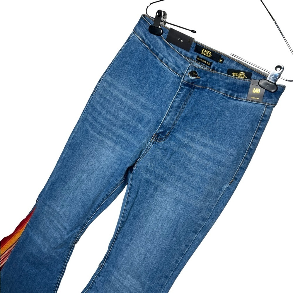 Lucky And Blessed Super Flare With Serape Insert Jeans - Picture 7 of 17